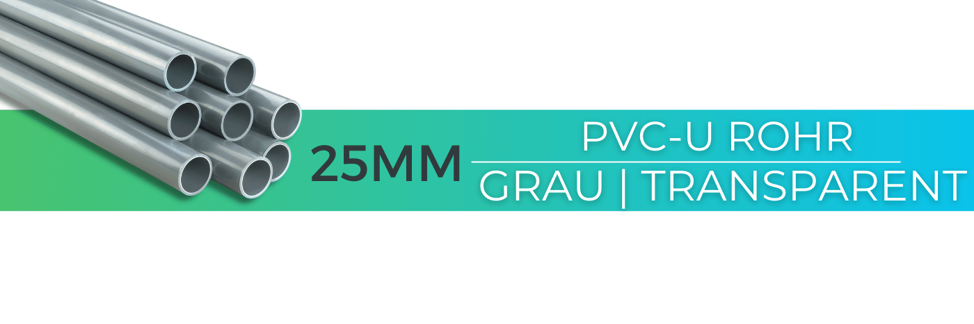  PVC-U Rohr 5 Meter Länge - D 20mm x 1,5mm Wandstärke (KSxK)  - PN16