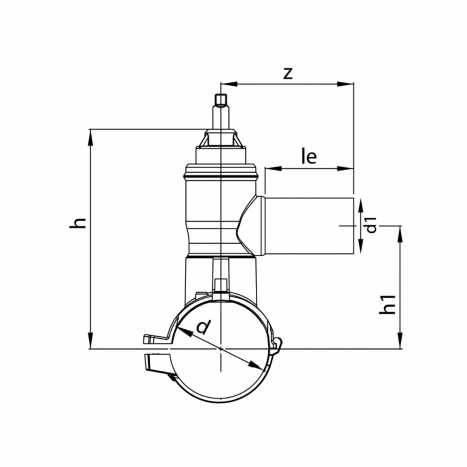 PE Elektroschweiß-Anborschelle mit Kugelhahn Abgang seitl. - 180/200 x 63mm / Schweißschelle x Schweißstutzen