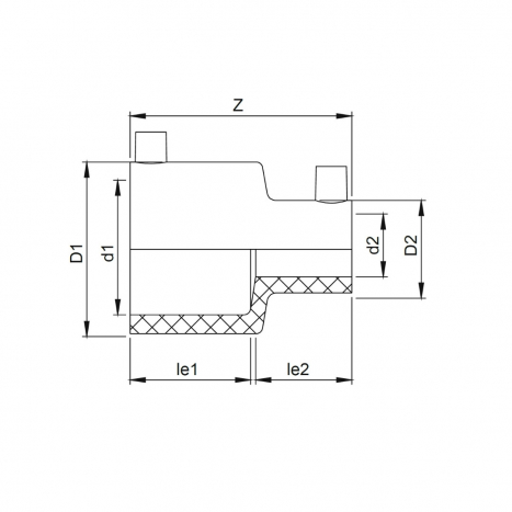 PE Elektroschweiß-Reduktion - 63 x 50mm / Schweißmuffe x reduzierte Schweißmuffe