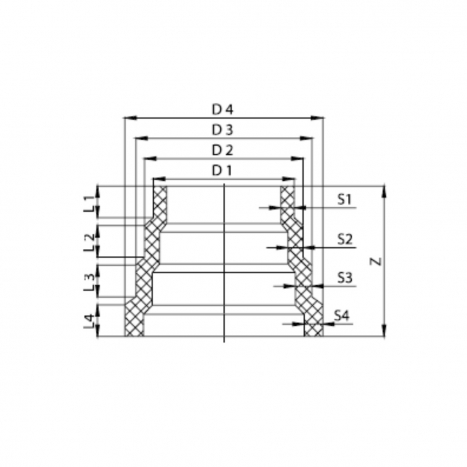 PE Elektroschweiß-Stufenreduktion - 450/400/355/315mm / 4x Stufe mit Schweißstutzen