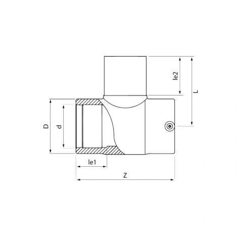 PE Elektroschweiß-T-Stück - 25 x 25mm / 2x Schweißmuffe / 1x Schweißstutzen