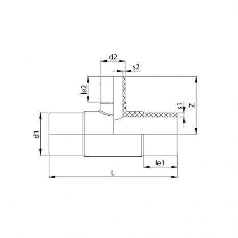 PE Elektroschweiß-T-Stück reduziert - 50 x 32 x 50mm / 2x Schweißstutzen / 1x Schweißstutzen reduziert