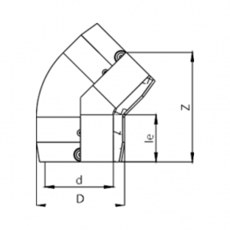 PE Elektroschweiß-Winkel 45° - 32 x 32mm / 2x Schweißmuffe