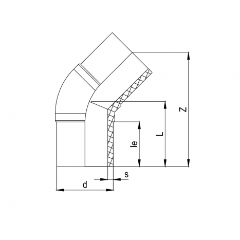 PE Elektroschweiß-Winkel 45° - 250 x 250mm / 2x Schweißstutzen