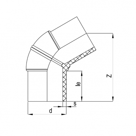 PE Elektroschweiß-Winkel 60° - 225 x 225mm / 2x Schweißstutzen