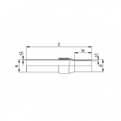 PE Elektroschweiß-Übergangsstück Stahl  - 50 x 50mm / Schweißstutzen x Schweißende