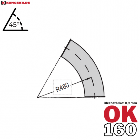 OK160 - 45° Bogen lackiert