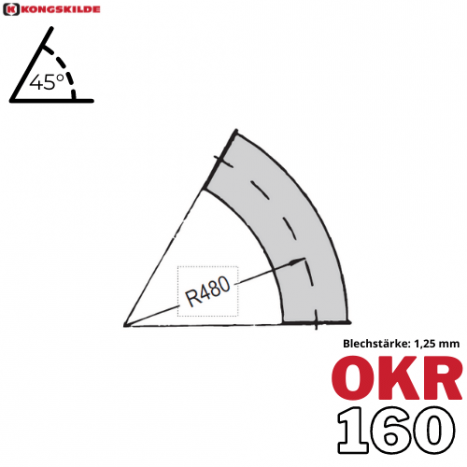 OKR160 - 45° Bogen, verzinkt