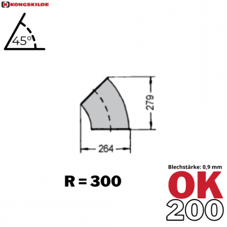 OK200 - 45° Bogen, verzinkt