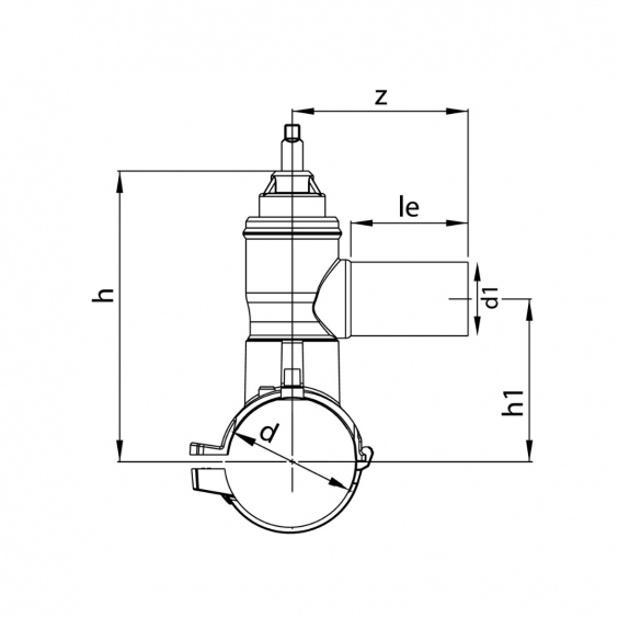 PE Elektroschweiß-Anborschelle mit Kugelhahn Abgang seitl. - 180/200 x 63mm / Schweißschelle x Schweißstutzen