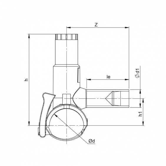 PE Elektroschweiß-Schelle mit Gasstop System Abgang seitl. - 40 x 32mm / Schweißschelle x Schweißstutzen