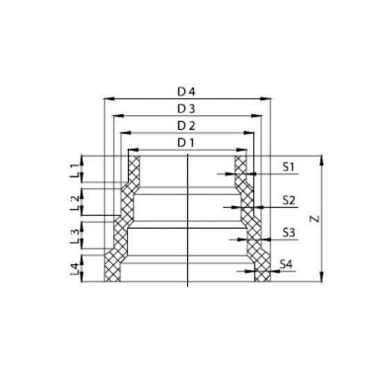 PE Elektroschweiß-Stufenreduktion - 450/400/355/315mm / 4x Stufe mit Schweißstutzen