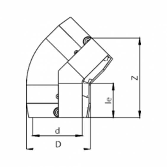 PE Elektroschweiß-Winkel 45° - 32 x 32mm / 2x Schweißmuffe