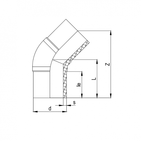 PE Elektroschweiß-Winkel 45° - 250 x 250mm / 2x Schweißstutzen