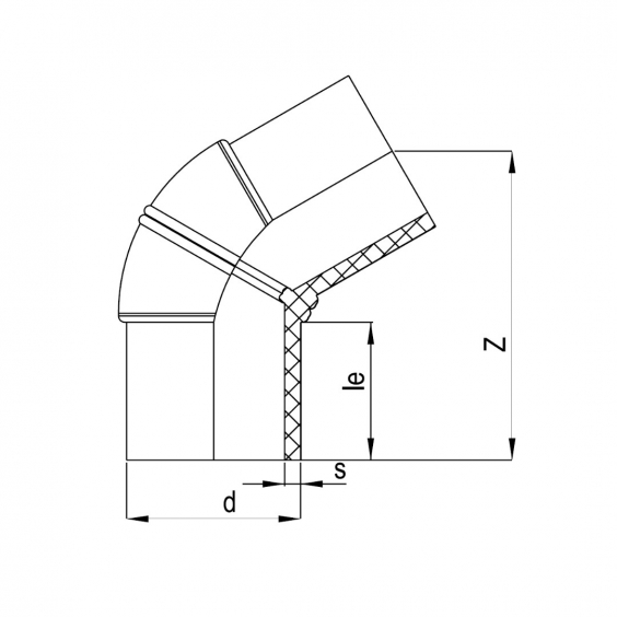 PE Elektroschweiß-Winkel 60° - 225 x 225mm / 2x Schweißstutzen