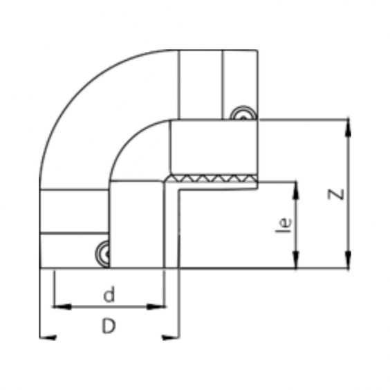 PE Elektroschweiß-Winkel 90° - 40 x 40mm / 2x Schweißmuffe