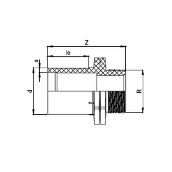 PE Elektroschweiß-Übergangsstück Außengewinde - 63mm x 1 1/2" / Schweißstutzen x Außengewinde