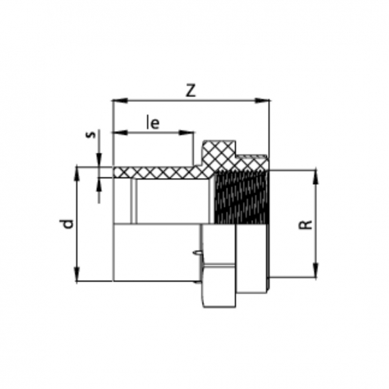 PE Elektroschweiß-Übergangsstück Innengewinde VA-Ring - 63mm x 1 1/2" / Schweißstutzen x Innengewinde