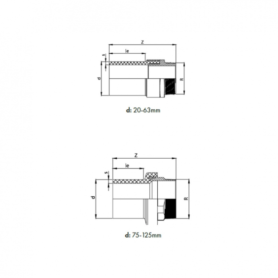 PE Elektroschweiß-Übergangsstück Messing Außengewinde - 110mm x 4" / Schweißstutzen x Außengewinde