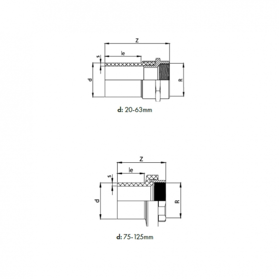 PE Elektroschweiß-Übergangsstück Messing Innengewinde - 125mm x 4" / Schweißstutzen x Innengewinde