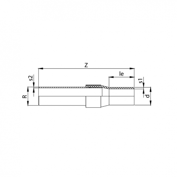 PE Elektroschweiß-Übergangsstück Stahl  - 50 x 50mm / Schweißstutzen x Schweißende