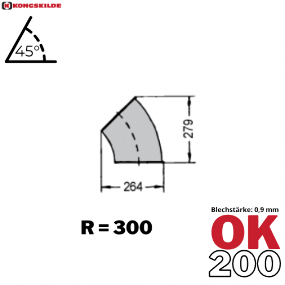 OK200 - 45° Bogen, verzinkt