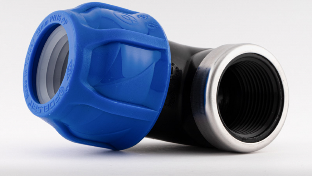Blue-Eco Series Poelsan - PE Winkel 90 Grad mit Innengewinde 25mm x 1 Zoll KxIG